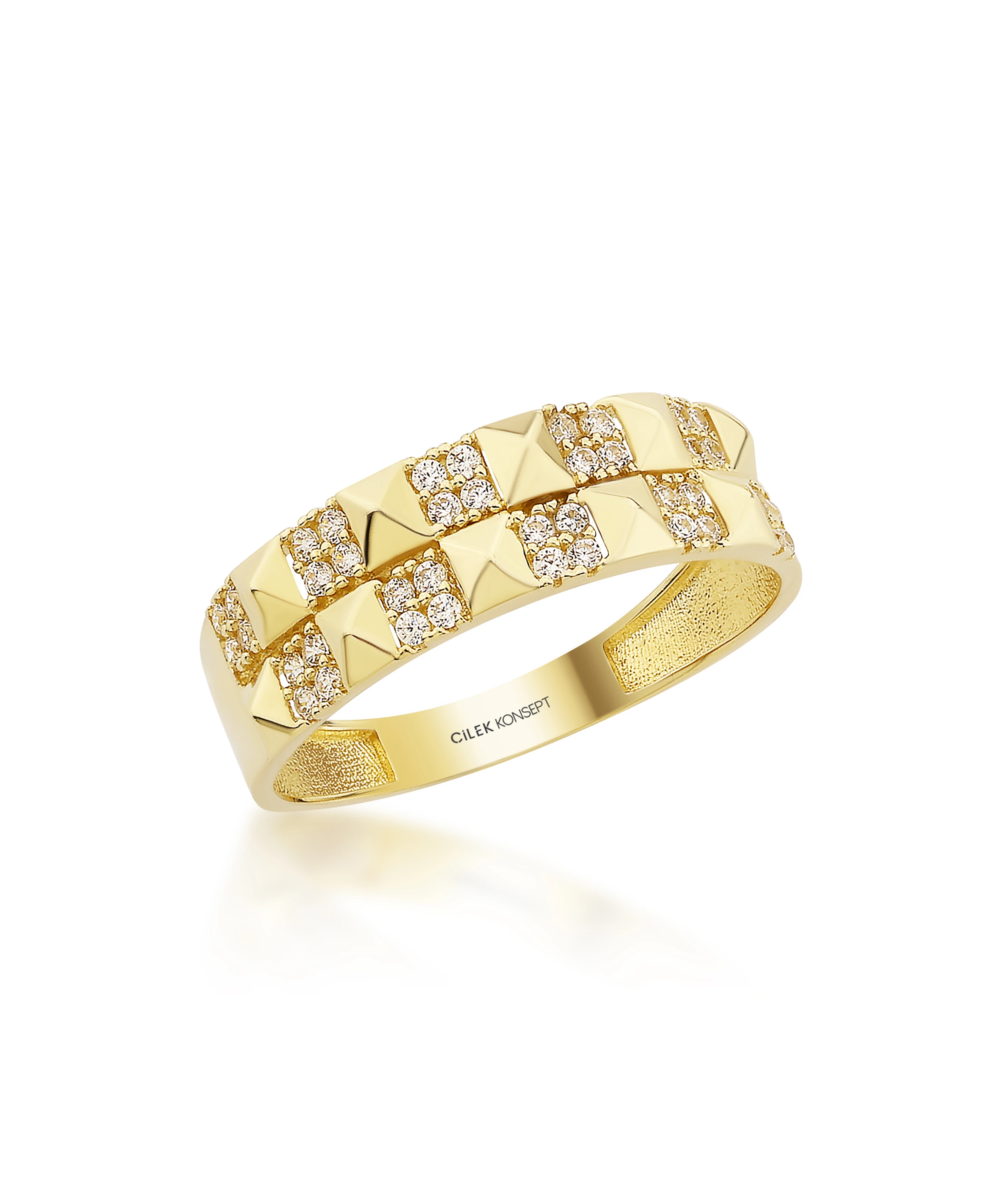 Altın Taşlı Kare Yüzük | Uzunköprü Kuyumcu, Çapar Kuyumculuk, Altın Fiyatları, 22 Ayar Bilezik, Çeyrek Altın
