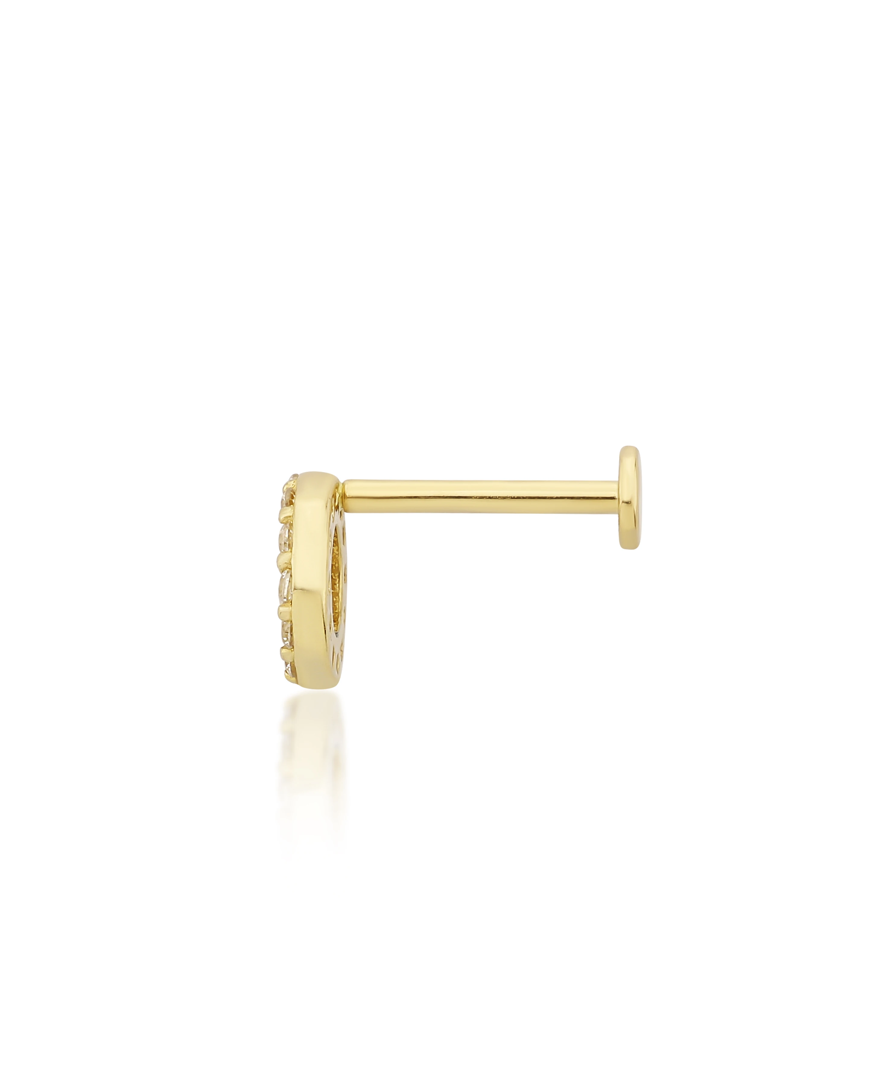 Altın Tragus Taşlı Halka Piercing | Uzunköprü Kuyumcu, Çapar Kuyumculuk, Altın Fiyatları, 22 Ayar Bilezik, Çeyrek Altın