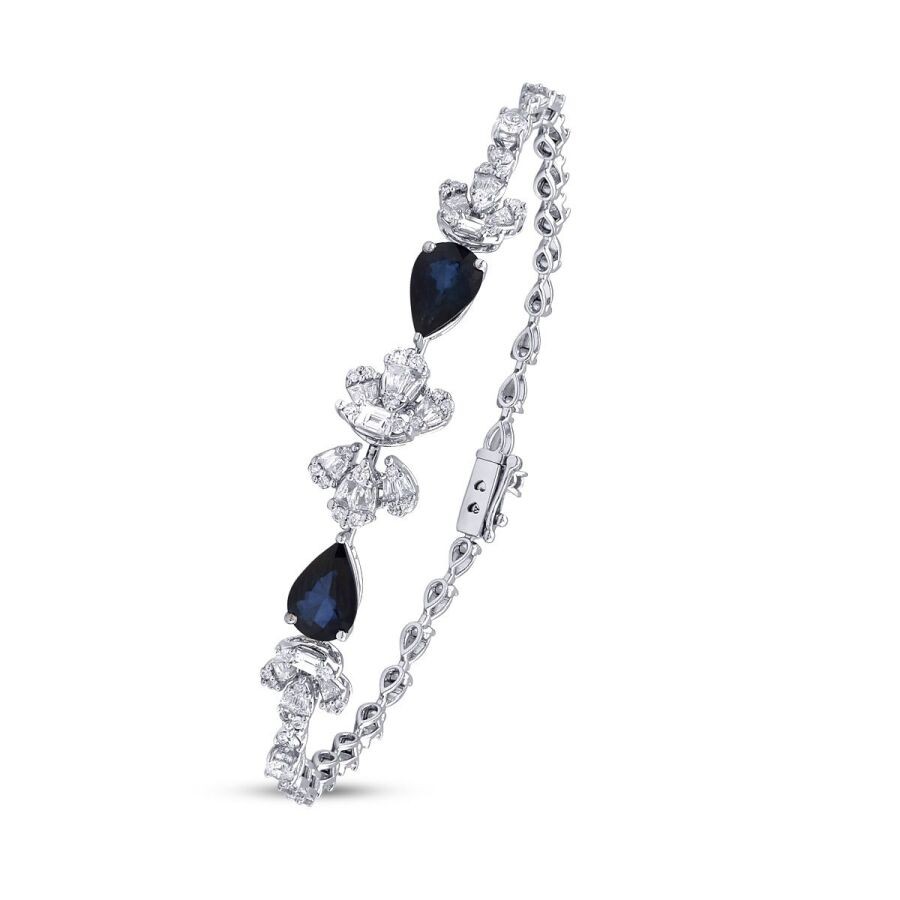 3.95 Karat Pırlantalı Safir Bileklik | Uzunköprü Kuyumcu, Çapar Kuyumculuk, Altın Fiyatları, 22 Ayar Bilezik, Çeyrek Altın