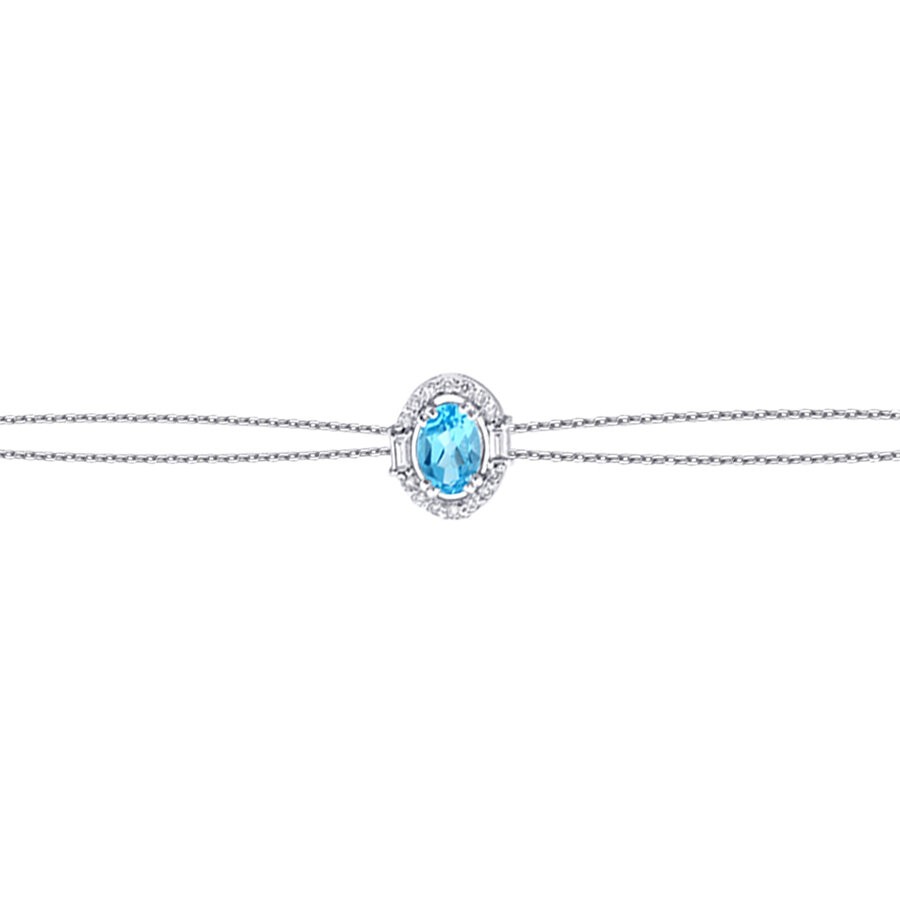 0.63 Karat Pırlanta Baget Taşlı Blue Topaz Bileklik | Uzunköprü Kuyumcu, Çapar Kuyumculuk, Altın Fiyatları, 22 Ayar Bilezik, Çeyrek Altın