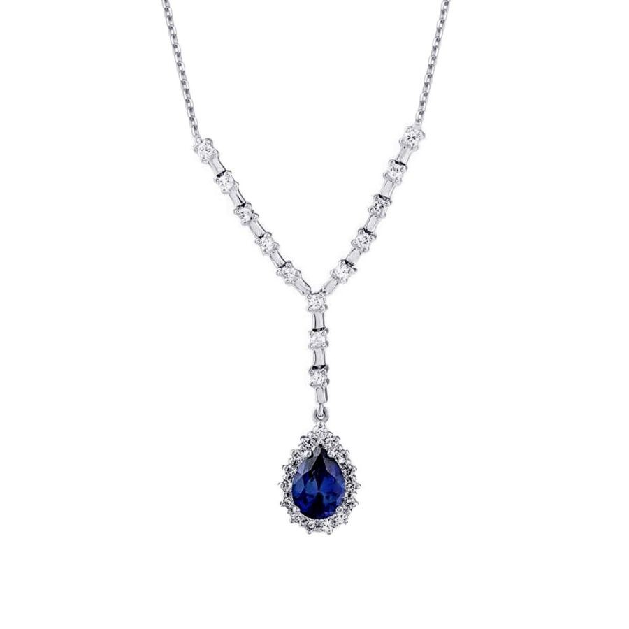 1.99 Karat Pırlanta Damla Safir Kolye | Uzunköprü Kuyumcu, Çapar Kuyumculuk, Altın Fiyatları, 22 Ayar Bilezik, Çeyrek Altın