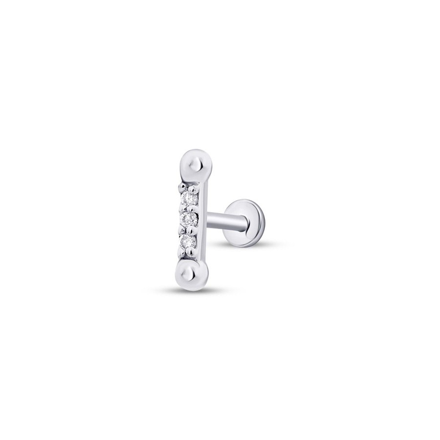 0.02 Karat Pırlanta Üç Taşlı Tragus Piercing | Uzunköprü Kuyumcu, Çapar Kuyumculuk, Altın Fiyatları, 22 Ayar Bilezik, Çeyrek Altın