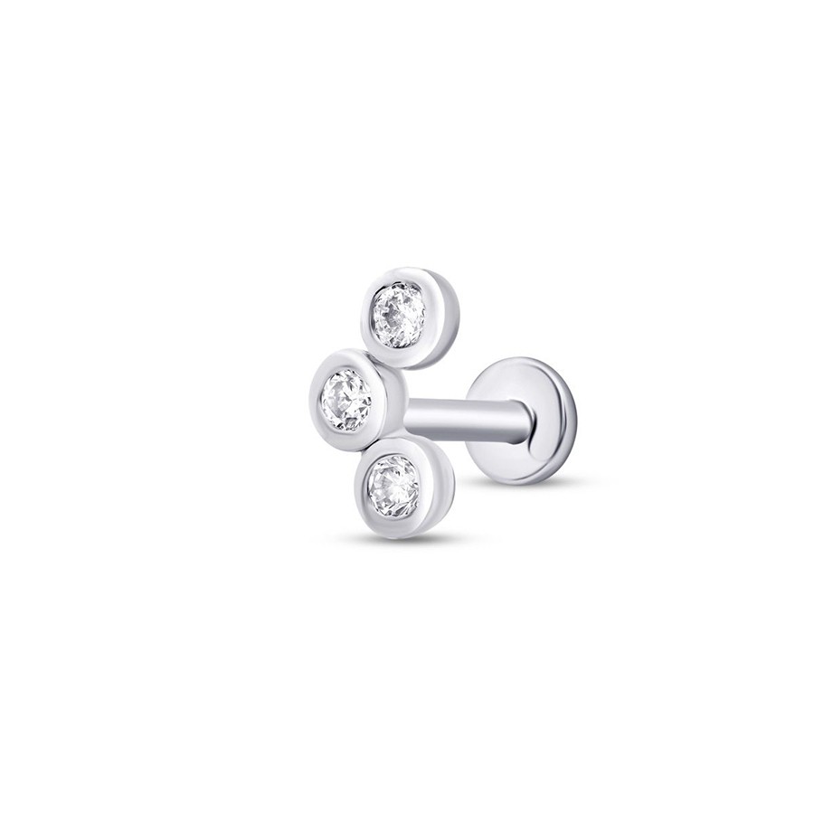 0.05 Karat Pırlanta Üç Taşlı Tragus Piercing | Uzunköprü Kuyumcu, Çapar Kuyumculuk, Altın Fiyatları, 22 Ayar Bilezik, Çeyrek Altın